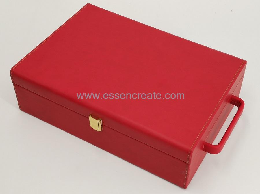 Two Wines Bottle Packing Leather Case Box