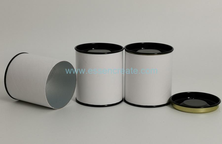 Composite White Paper Cans with Black Metal Lids