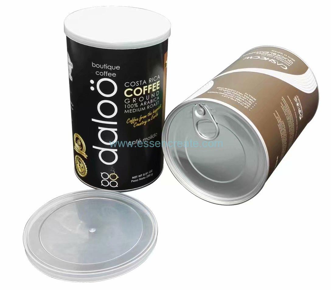 Easy Open End Composite Coffee Packaging Paper Cans 