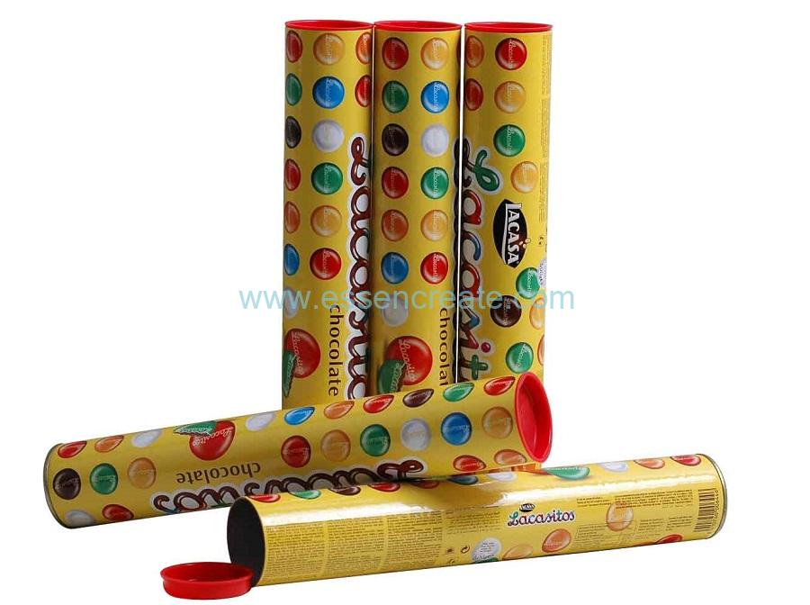 Custom Paper Tube Packaging Canister For Chocolate Candy 