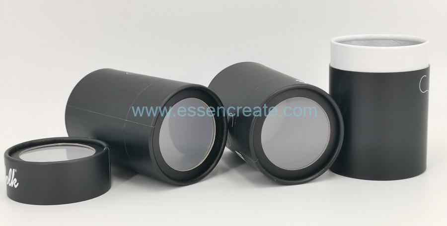 Tube en carton avec fenêtre transparente