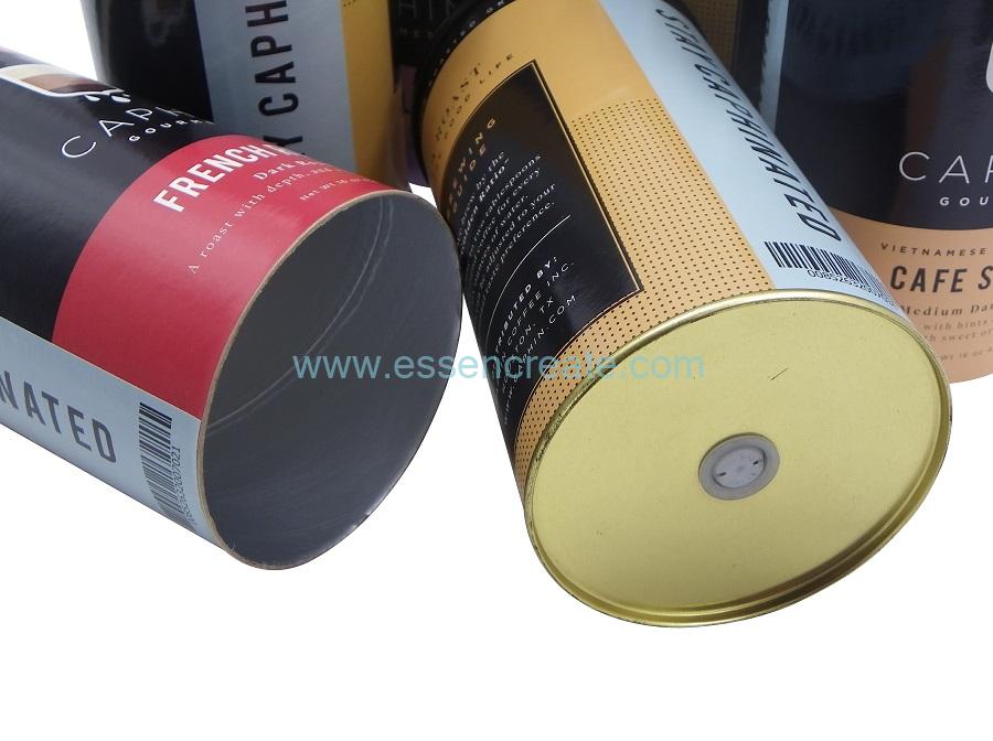 Bidon en papier pour grains de café avec valve
