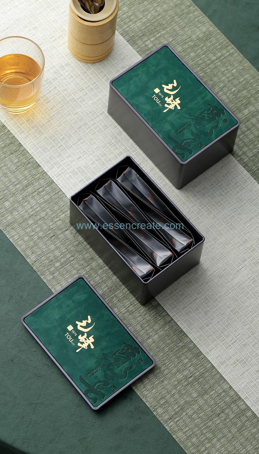 paquet de thé avec boîte rectangulaire