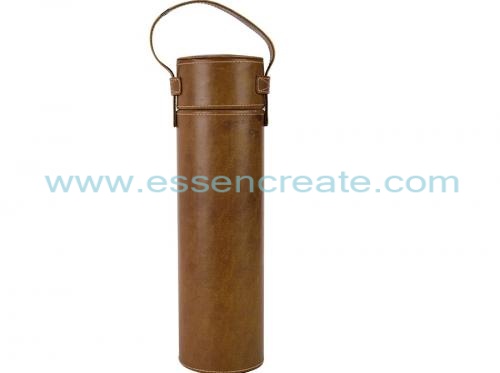 cylindre emballage tube en cuir bouteille de vin tube
