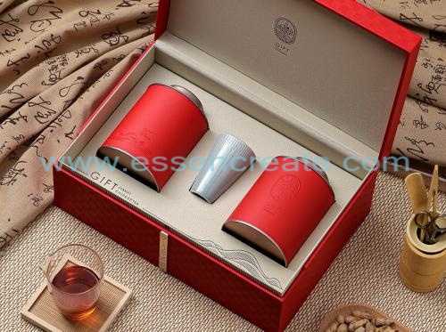 Coffret Cadeau Avec Double Pot En Cuir