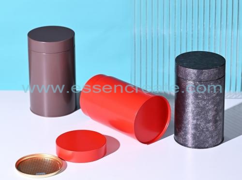 Cylindrical Metal Tin Welded Tea Cans with Screw Lids