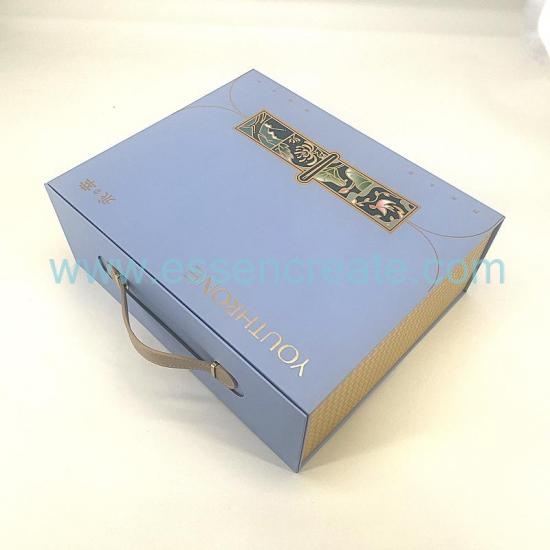 Large Luxury Black Folding Cardboard Gift Box with Handle & Magnetic Lid