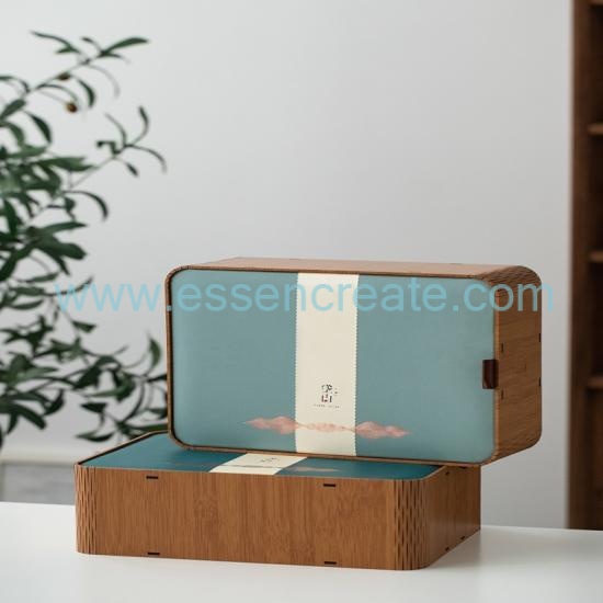 Boîtes à thé de bambou naturel en gros avec rangement en bois