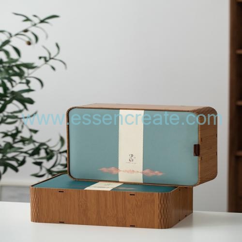 Boîtes à thé de bambou naturel en gros avec rangement en bois